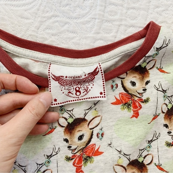 Rare Paper Wings‎ Girl's Holiday Ruffle Dress, Reindeer and Holly Print - Picture 2 of 2